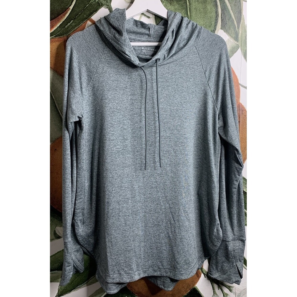 Athleta Medium Uptempo Hoodie Sweatshirt Green Space Dye Long Sleeve